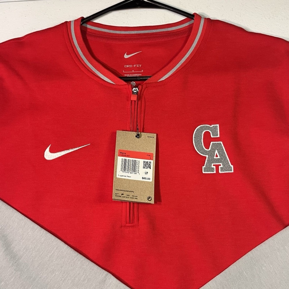 NIKE Football Baseball DRI-Fit Men's Activewear Top Red / Grey Size L FJ9545 NWT